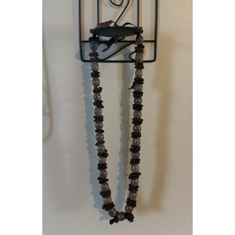 Beautiful Kukui Nut and Seed - 28" Hawaiian Lei Necklace
